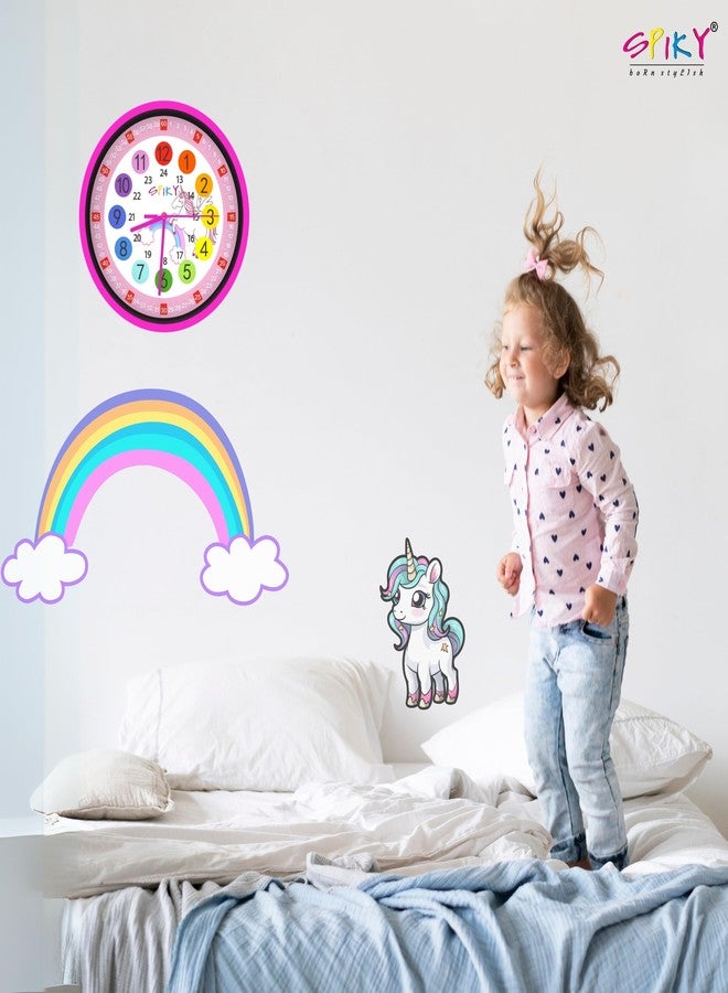 SPIKY Kids Stylish Wall Clock for Bedroom, Living Room, Classroom, Decorative Wall Clock, Playroom and Nursery | Multi Coloured Hour and Minutes Hand | Return Gift | Birthday Gift for Boys and Girls - Image 3